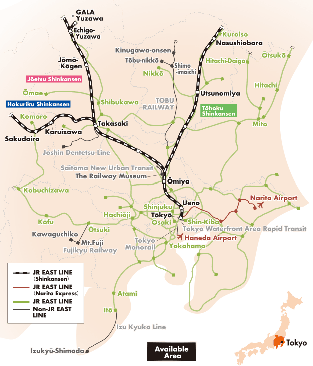 Tokyo Wide Pass Area Covered