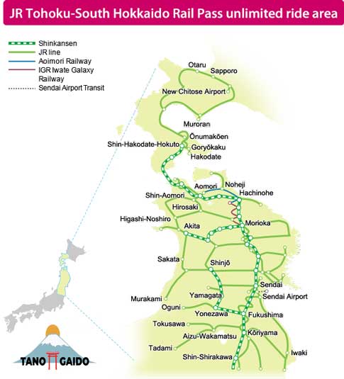 Rute Tohoku South Hokkaido Rail Pass