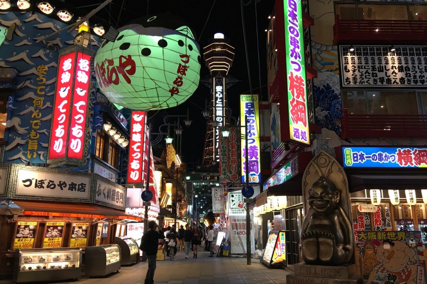 Suasana Malam Hari di Shinsekai Osaka