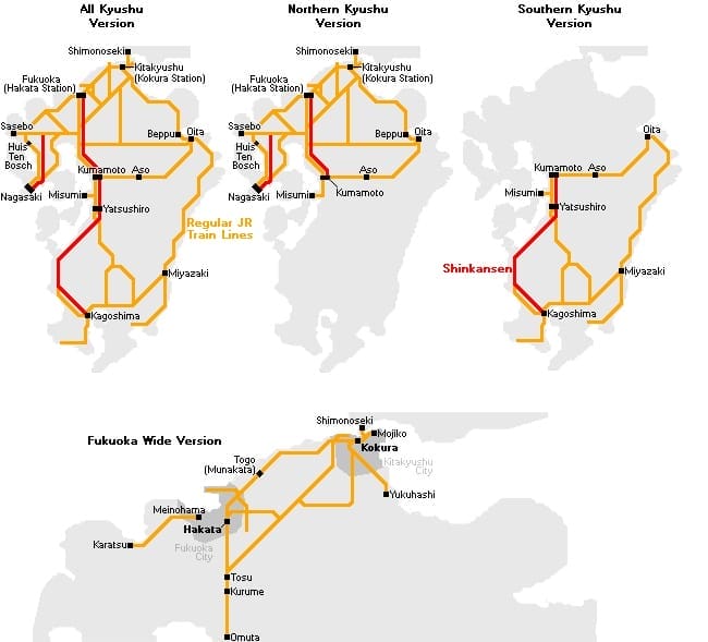 JR Kyushu Rail Pass Maps