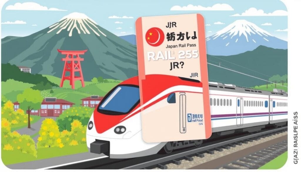 Gambar Japan Rail Pass dengan kereta JR
