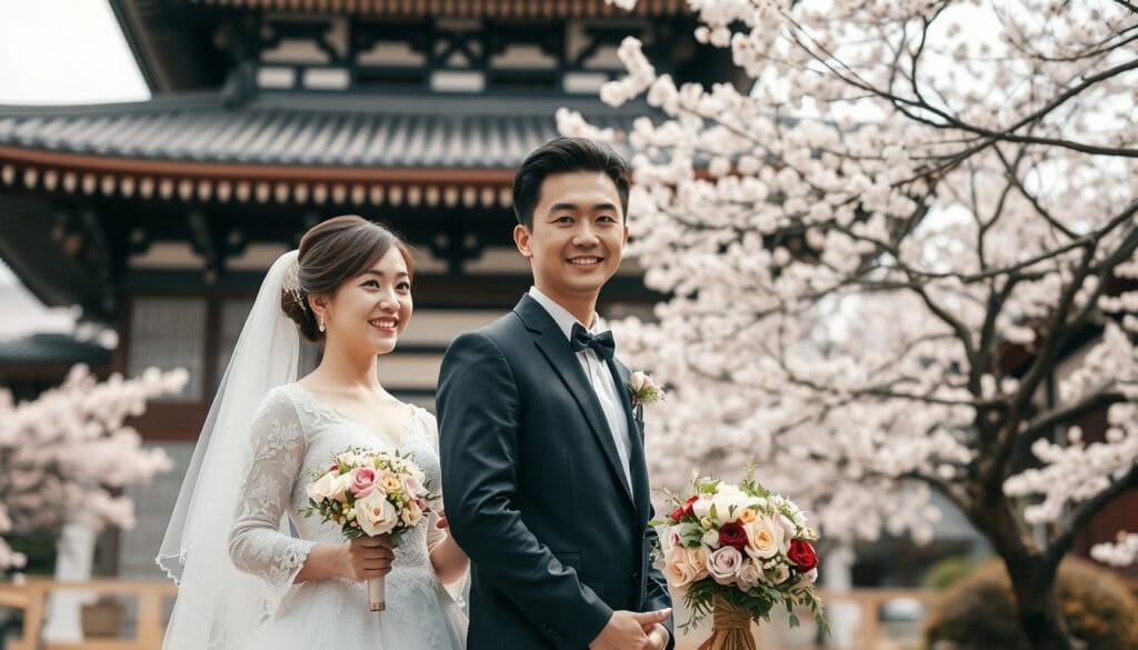 Gambar pasangan pengantin baru di Jepang